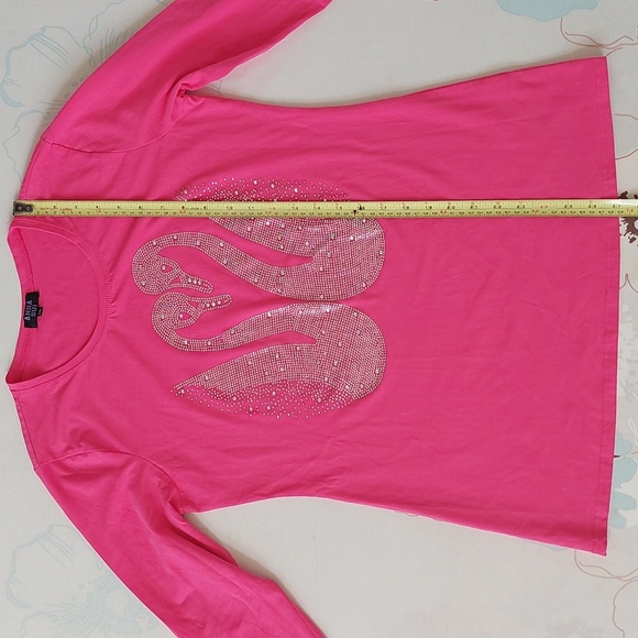 Anna sui pink swan crystals 3/4 sleeve top - Picture 9 of 11